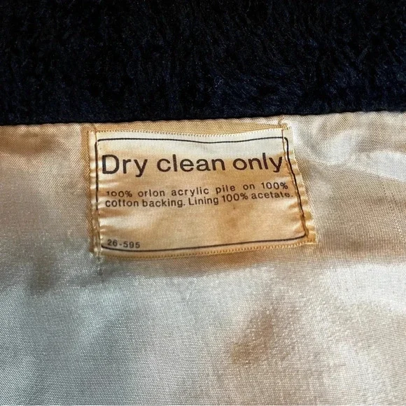 Vintage 1960's Fingerhut Fashion Jackie O Black Coat Black w/ Metal Buttons - Picture 10 of 14